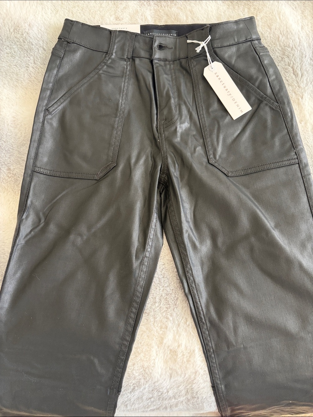 Sanctuary Black Faux Leather Boot-Cut Pants